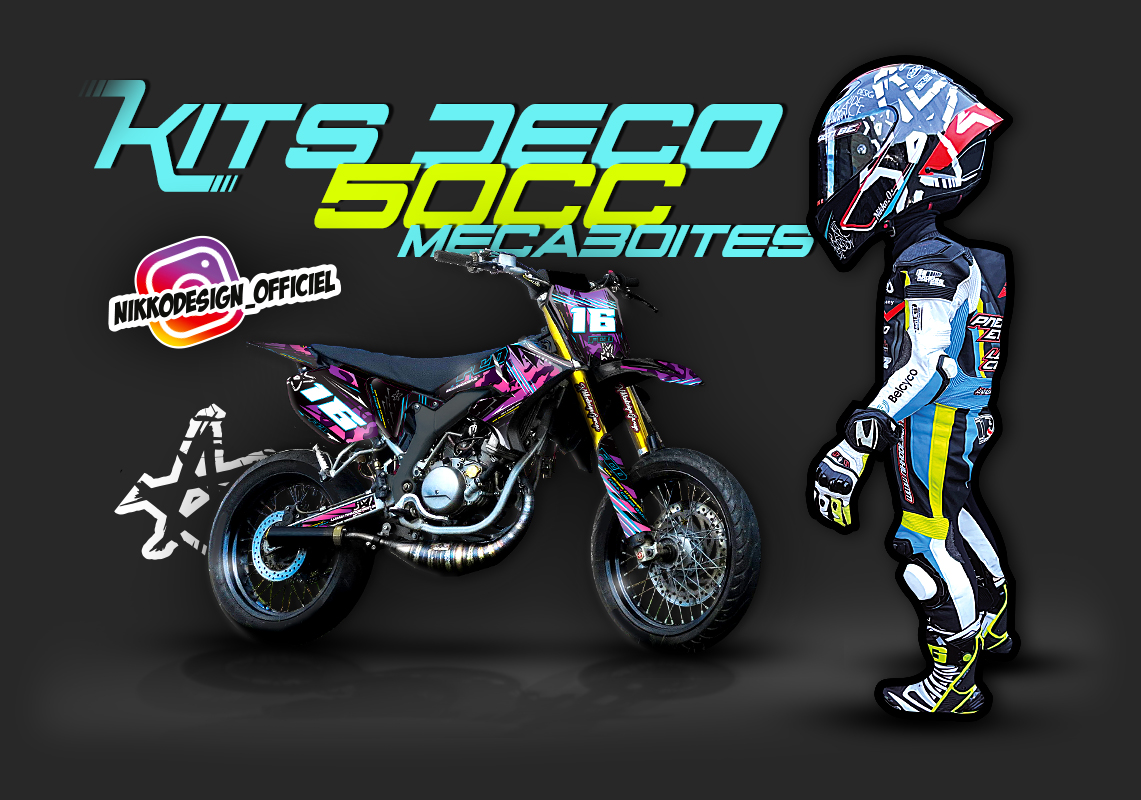 Tous les kits déco pour vos moto 50 Derbi, Rieju, Beta, Sherco, Honda HM et  Gilera